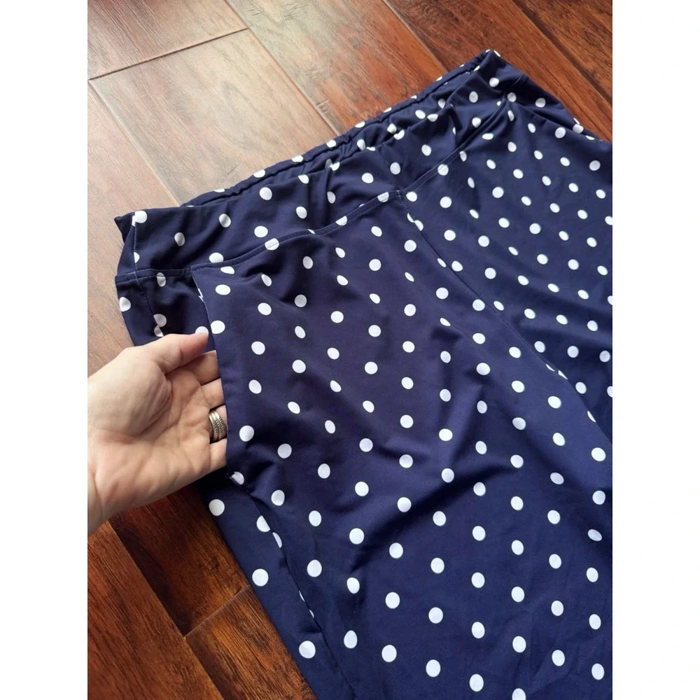 Lands‎ End 4 Pc Swim Set Women's Sz L/XL -16/18 DDD Shirt Pants Tankini Navy Dot